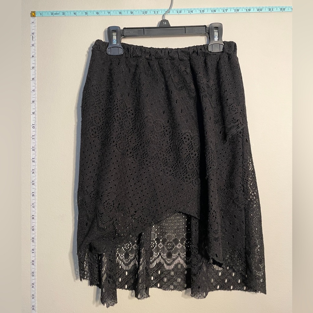 Joe Benbasset Black Asymmetrical Lace Skirt